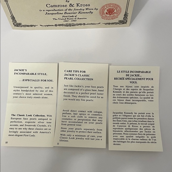 Jacqueline B. Kennedy 18” 3 Strand Faux Pearl Necklace rendering - Picture 6 of 16